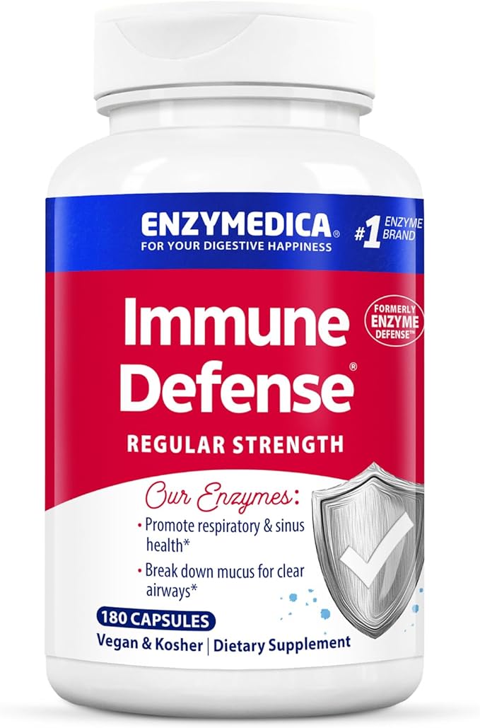 Enzymedica, Immune Defense, Regular Strength, Proteolytic Enzymes for Immune Support, 180 Count