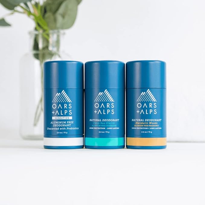 Oars + Alps Aluminum Free Deodorant for Men and Women, Dermatologist Tested and for Sensitive Skin, Travel Size, Variety, 3 Pack, 2.6 Oz Each