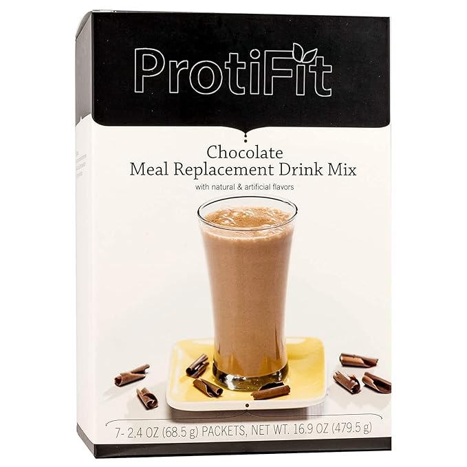 PROTIFIT - Very High Protein Meal Replacement Drink Mix, 35g Protein, Low Calorie, Low Fat, Essential Vitamins and Minerals, Ideal Protein Compatible, 7 Servings Per Box (Chocolate)
