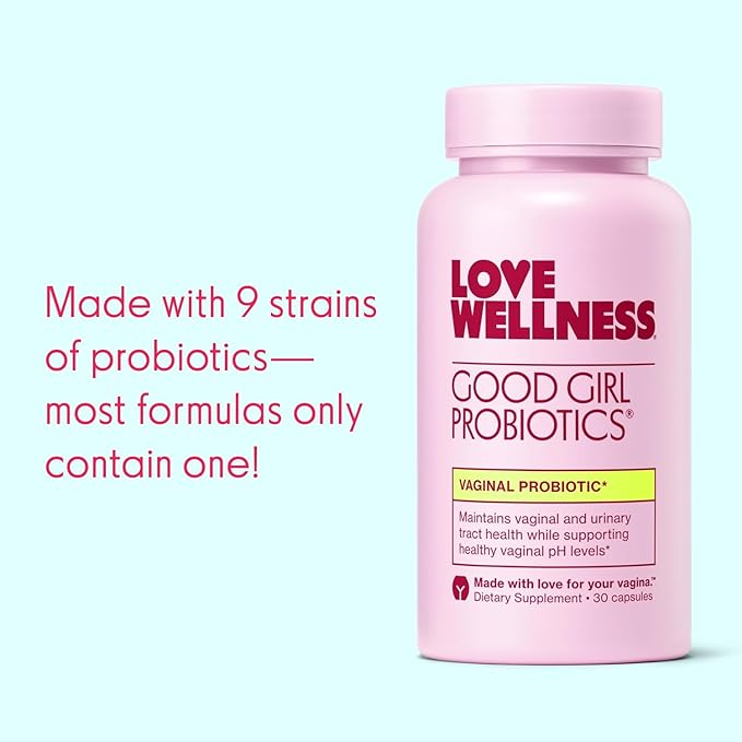 Love Wellness Good Girl Probiotics | Women’s Vaginal Health & pH Balance Supplement | 9-Strain Probiotic for Urinary Tract, Yeast, Odor & Immune Support | Gluten-Free | 60 CT, 60-Day Supply