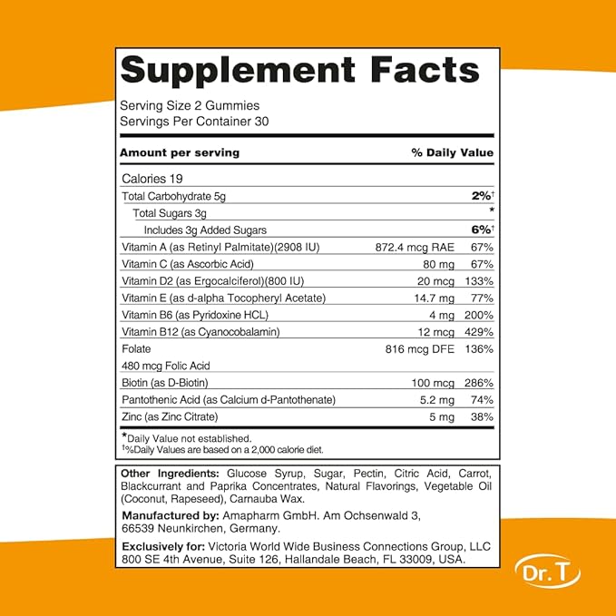 Dr. T Prenatal Gummies for Expectant Moms 180g - Berry & Orange Flavor - Healthy Pregnancy - Proper Baby Growth - Prenatal Nutrition - 60 Pectin Gummies (1)