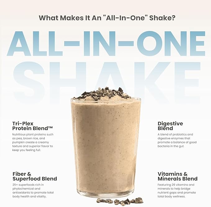 310 Nutrition All-In-One Meal Replacement Shake Powder - Plant-Based Protein Smoothie Blend w/High Fiber, Probiotics & Adaptogens - Low Carb, Vegan, Keto & Paleo Friendly - Vanilla Creme - 14 Srv