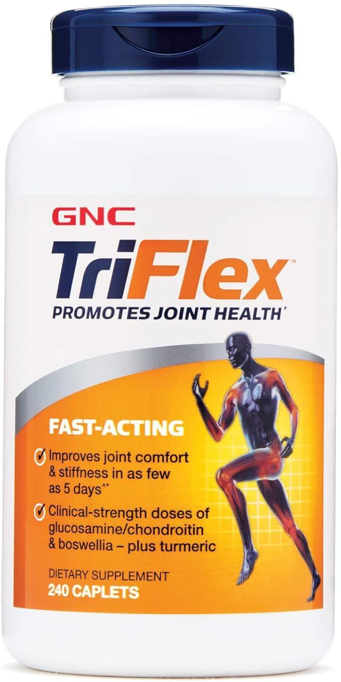 GNC TriFlex Fast-Acting, Improves Joint Comfort and Stiffness, Clinical Strength Doses of Glucosamine/Chondroitin and Boswellia- Plus Turmeric, 240 Caplets
