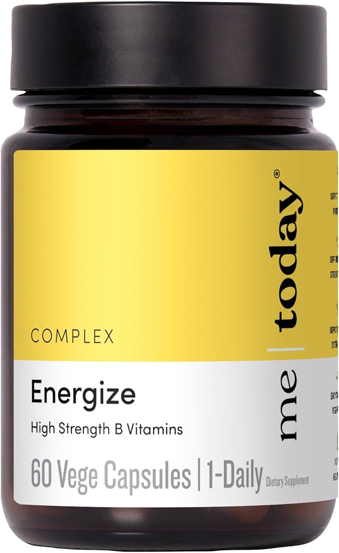 me today Energise Supplement – High Strength B Vitamins with B6, B12, C, Ashwagandha, Ginseng & Zinc – Energy Support for Men & Women – Vegan, 60 Capsules