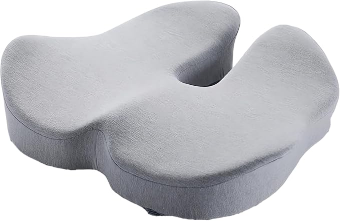 Memory Foam Seat Cushion for Office Chair Car Seat Cushion Lab Ergonomic Chair Cushion Desk Chair Cushion for Sciatica Tailbone Hip Support Non‑Slip for Office Chairs Desk Accessories (Grey)