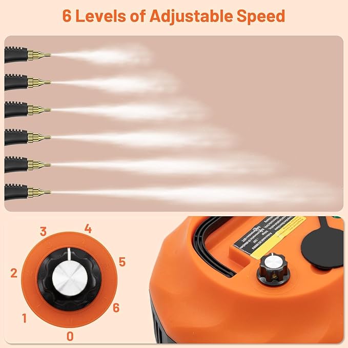 Steam Cleaner, 2500W High Pressure Steam Cleaner for Home, Steamer for Cleaning with 3 Brush Heads, 2 washers and Extended Rod, Handheld Steam Cleaner for Upholstery, Kitchen, Bathroom (Orange)