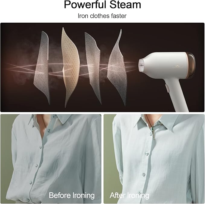 Bear Steamer for Clothes, Portable Handheld Travel Clothes Steamer, 10 Second Fast Heat-up, Auto-Off, Steam Iron Fabric Wrinkle Remover with Brush for Home and Travel