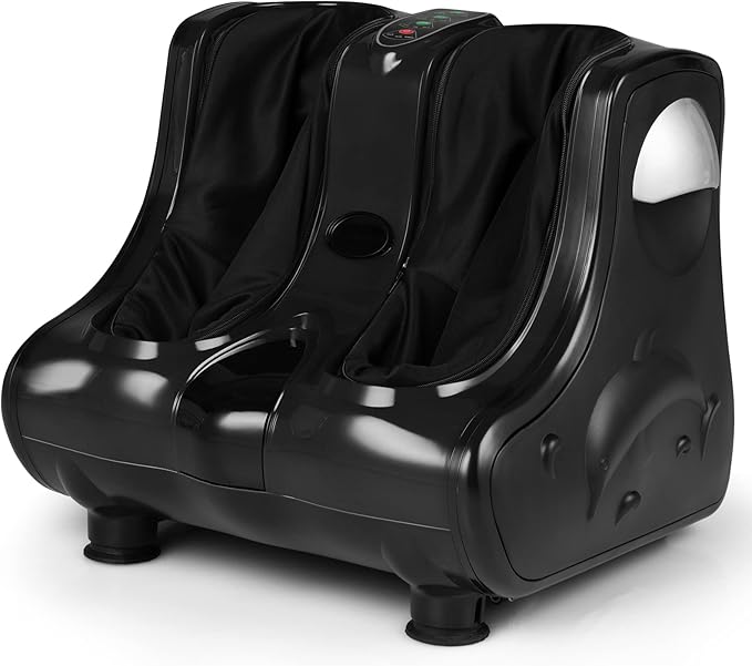 Giantex Foot and Calf Massager with Heat - Shiatsu Foot Massager Machine with Vibration, Deep Kneading, 3-Level Intensity Modes, Electric Foot Massager for Tired Feet, Leg, Calf Pain Relief (Black)
