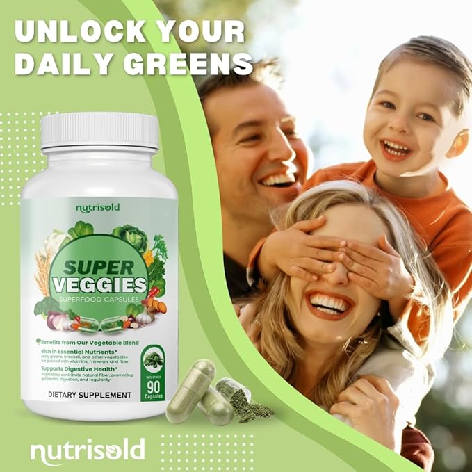 Fruits & Veggies Supplement – Packed with 30+ Whole Food Superfoods – Supports Energy, Immune & Digestion – 180 Capsules – Soy-Free, Non-GMO