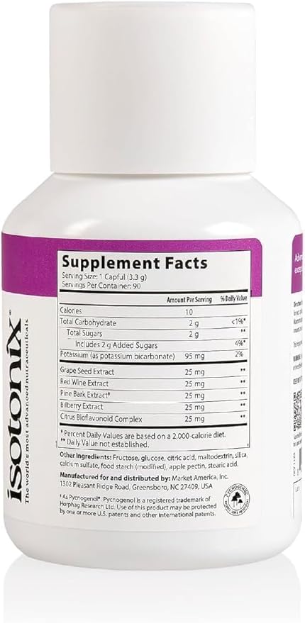 OPC-3 Isotonix - Antioxidant Supplement - Pycnogenol, Grape Seed Extracts, Bilberry, Red Wine & Pine Bark Extracts - for Heart & Circulatory Support - Isotonic, Vegan, Gluten Free - 90 Servings
