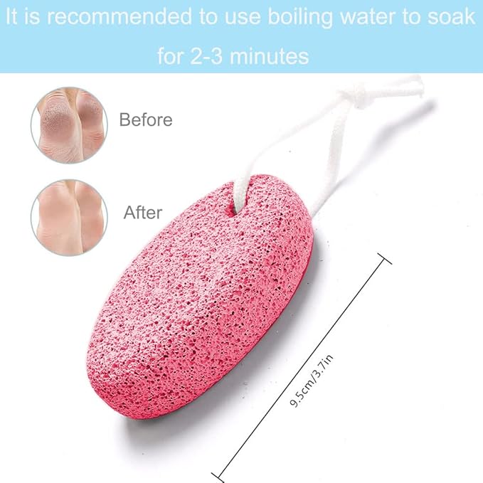 Natural Foot Pumice Stone for Feet, Borogo 2-Pack Lava Pedicure Tools Hard Skin Callus Remover for Feet and Hands -Red