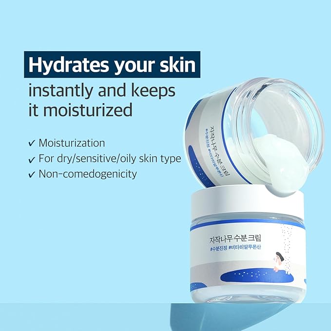 ROUND LAB Birch Juice Moisturizing Cream 2.7 Fl Oz, 48-Hour Deep Hydrating Face Moisturizer with Birch Sap & Vita Hyaluronic Acid for Acne-Prone Skin, Reduces Sebum, Oil, Blackheads, Korean Skin Care