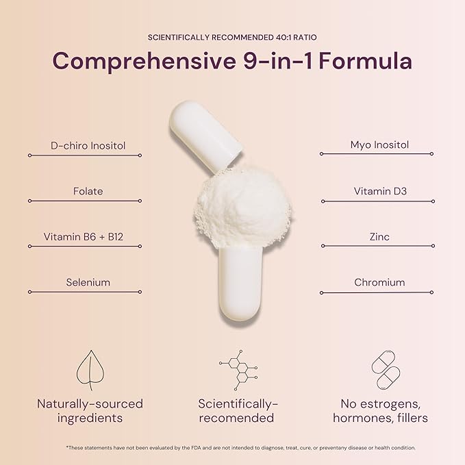 QSTA Myo-Inositol & D-Chiro Inositol Supplement for Women 4100mg (40:1 Ratio) – 9-in-1 Hormonal & Metabolic Support with Folate, Vitamin B6, B12, D3, Zinc & Chromium
