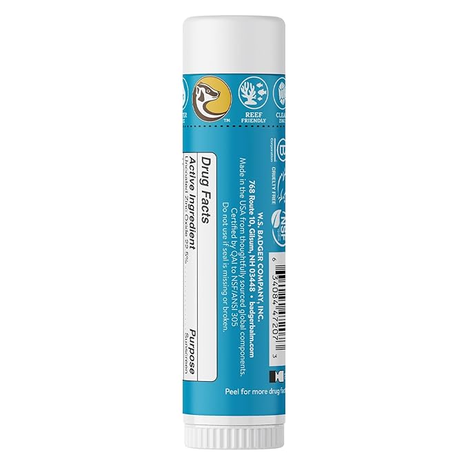 Badger Mineral Sunscreen Face Stick SPF 35, 97% Organic Unscented Zinc Oxide Travel Sunscreen, Coral Reef Safe Travel Size Stick, .65 oz, 2-Pack