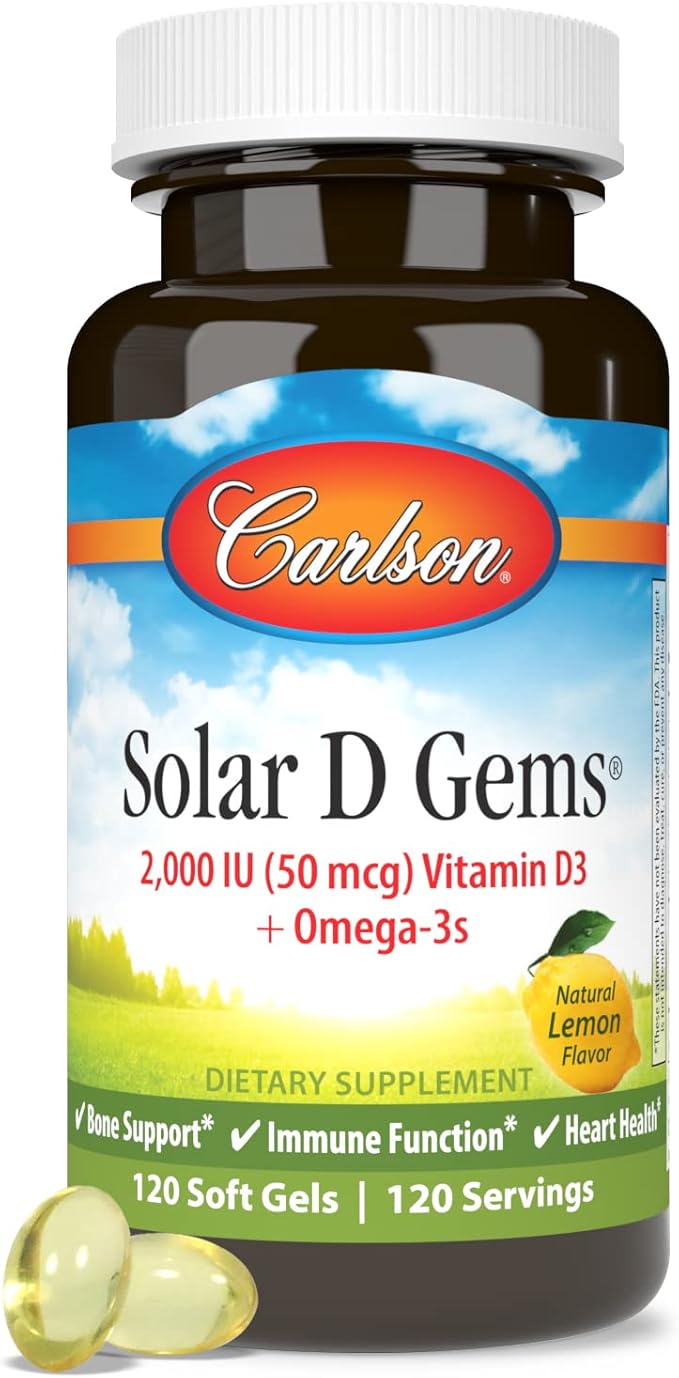 Carlson Labs Solar D Gems Natural Vitamin D3, 2000 IU, 120 Softgels