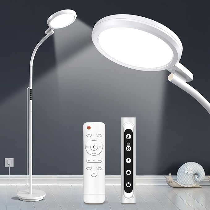 Light Therapy Lamp 10000 Lux, LED UV-Free Sunlight Lamp, Full Spectrum Floor Happy Therapy Lamp with Remote for Home/Office/Reading/Relaxation