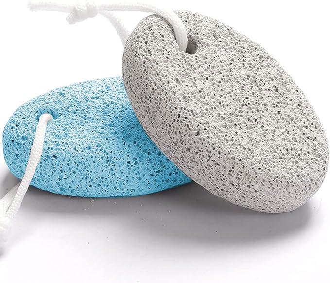 Natural Foot Pumice Stone for Feet, Borogo 2-Pack Lava Pedicure Tools Hard Skin Callus Remover for Feet and Hands - White&Blue