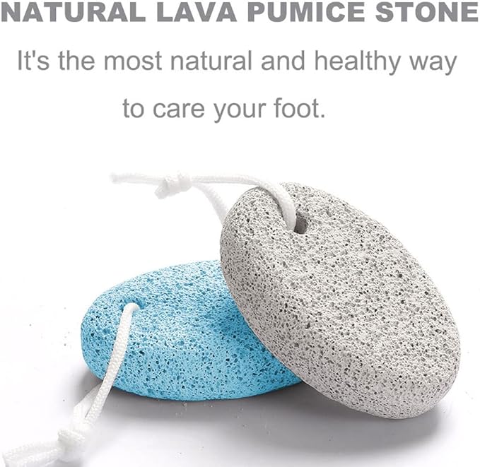 Natural Foot Pumice Stone for Feet, Borogo 2-Pack Lava Pedicure Tools Hard Skin Callus Remover for Feet and Hands - White&Blue