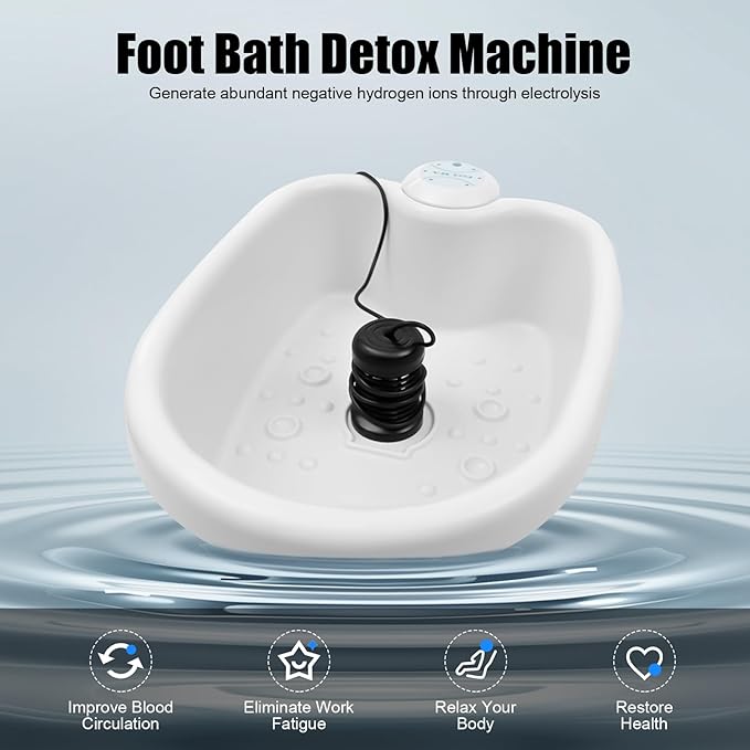 Ionic Foot Bath Detox Machine, Pedicure Foot Spa Bath Detox Foot Spa System for Home Use,Ionic Cleanse Detox Foot Bath Spa Machine with Foot Bath (1PSC Machine + Foot Basin)