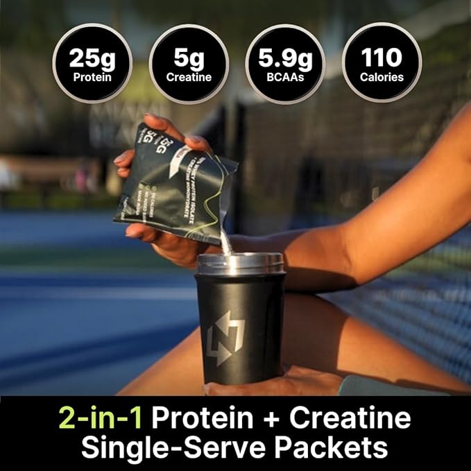 Travel Whey Protein Isolate Packets – Single-Serve Protein Powder – 25g Proteins + 5g Creatine - Variety Pack (Vanilla & Chocolate) (30-Pack)