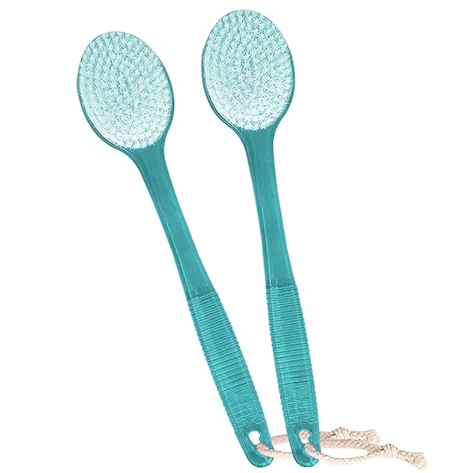 Back Brush for Shower, 14-inch Long Handle Medium Stiff Bristles Bath Scrubber for Men Women Body Exfoliating and Brushing - 2 Packs Blue