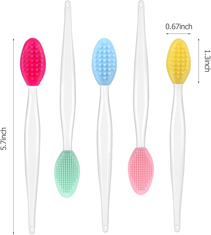 5Pcs Lip Scrubber Exfoliator,Pore Scrub Brush for Face,Nose Scrubber,Silicone Lip Pore Cleansing Brush for Exfoliating, Massageing, Blackheads Removal, Color Skin Care, DIY Masks