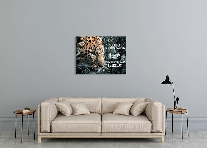 Success Is Rented Inspirational Wall Art Success Entrepreneur Quotes Posters Motivational Wall Decor For Office Living Room Bedroom Office Bathroom Canvas Print Framed Ready to Hang [30" W X 40" H]
