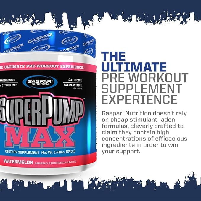 Gaspari Nutrition SuperPump MAX, The Ultimate Pre Workout Powder, Sustained Energy Preworkout, Nitric Oxide Booster, Muscle Growth, Recovery & Replenishes Electrolytes (40 Servings, Fruit Punch)