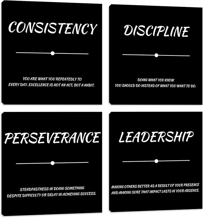 Inspirational Poster Wall Art Motivational Canvas Painting Wall Art Home Office Wall Decor 4 Pieces Positive Prints Picture Artwork Office Bedroom Living Room Decor Framed Decorations 20"x20"x4pcs