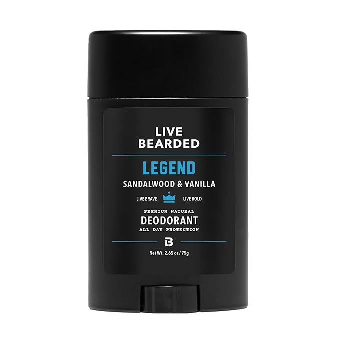 Live Bearded Men's Deodorant - Long Lasting, Aluminum Free, All Natural, Activated Charcoal Deodorant for Men, Travel Size - Legend, 1 Stick