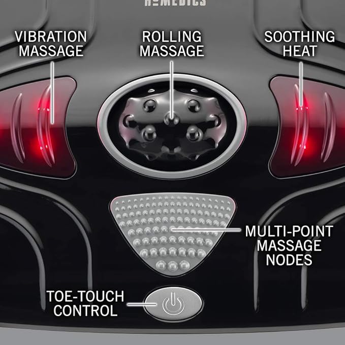 Homedics Vibration Foot Massager – Heated Portable Foot Massager Machine, Soothing Heat with Multi-Point Sensations and Toe-Touch Control