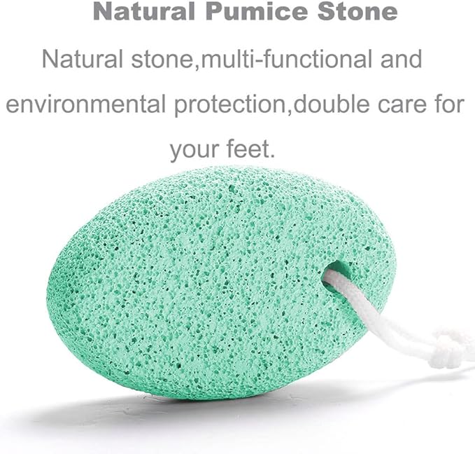 Natural Foot Pumice Stone for Feet, Borogo 2-Pack Lava Pedicure Tools Hard Skin Callus Remover for Feet and Hands -Green