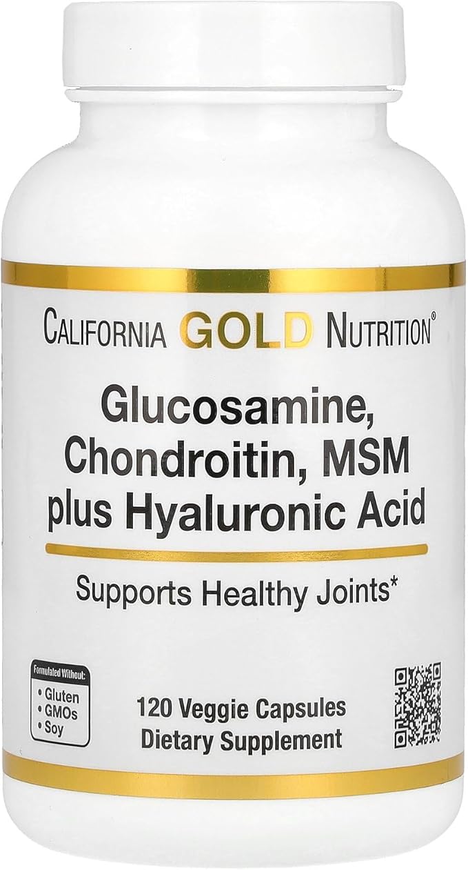 California Gold Nutrition Glucosamine, Chondroitin, MSM Plus Hyaluronic Acid, 120 Veggie Caps