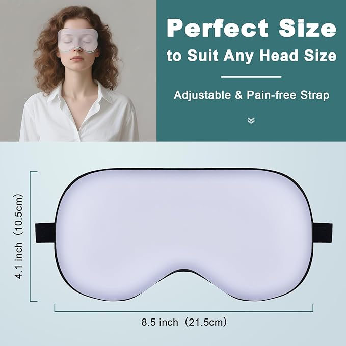Sleep Mask, Real Natural Pure Silk Eye Masks with Adjustable Strap for Sleeping, Mulberry Silk Eye Sleep Shade Cover, Block Light Reduces Puffy Eyes Traveling Gifts