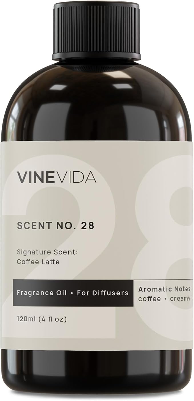 VINEVIDA [4 Fl Oz] Coffee Latte Fragrance Oil for Cold Air Diffusers, Essential Oils for Diffuser Oil Refill & Air Freshener Room Spray