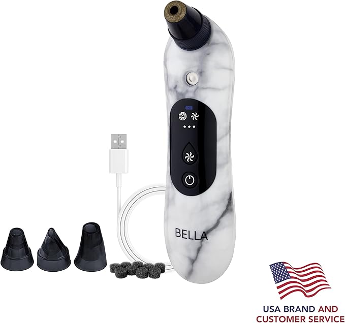 Spa Sciences - BELLA Microderm Pore Extractor & Nano Mister - 3-in-1 - Exfoliation & Pore Purification - Hydrating, Refreshing, Soothing - for All Skin Types - USB Charging