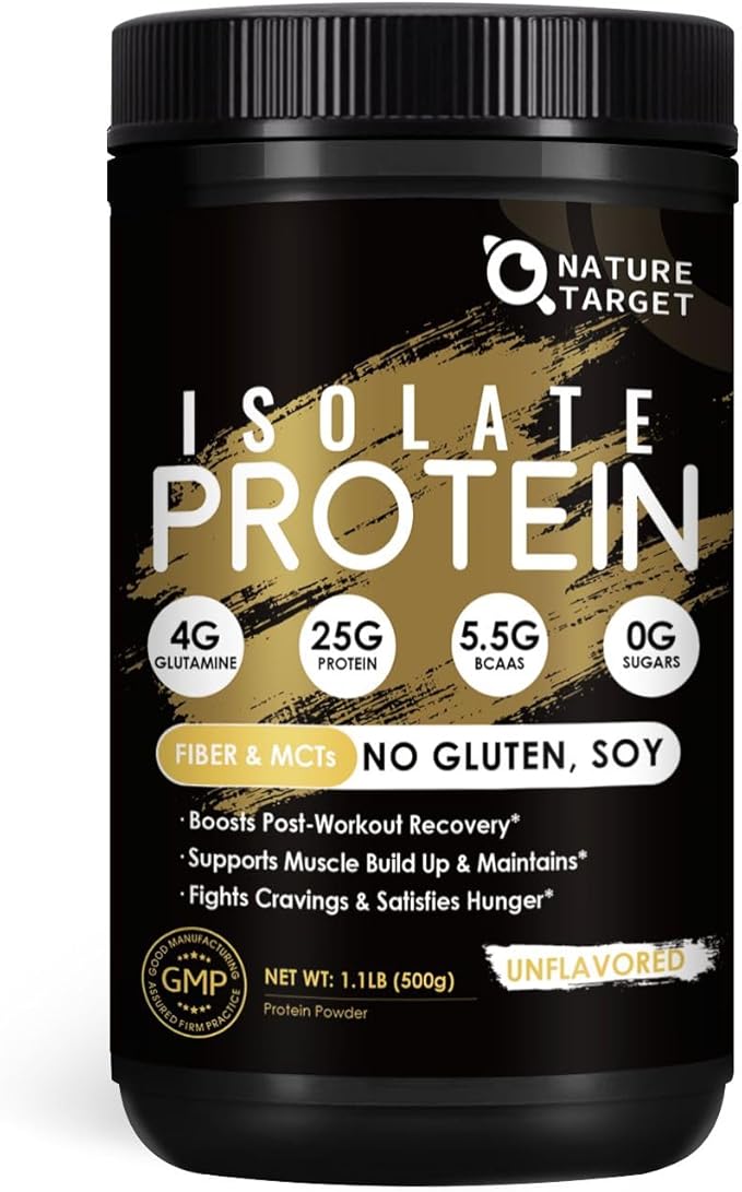 NATURE TARGET Whey Protein Powder, Unflavored - Whey Protein Isolate, 25g Protein Sugar-Free, 1.1lb