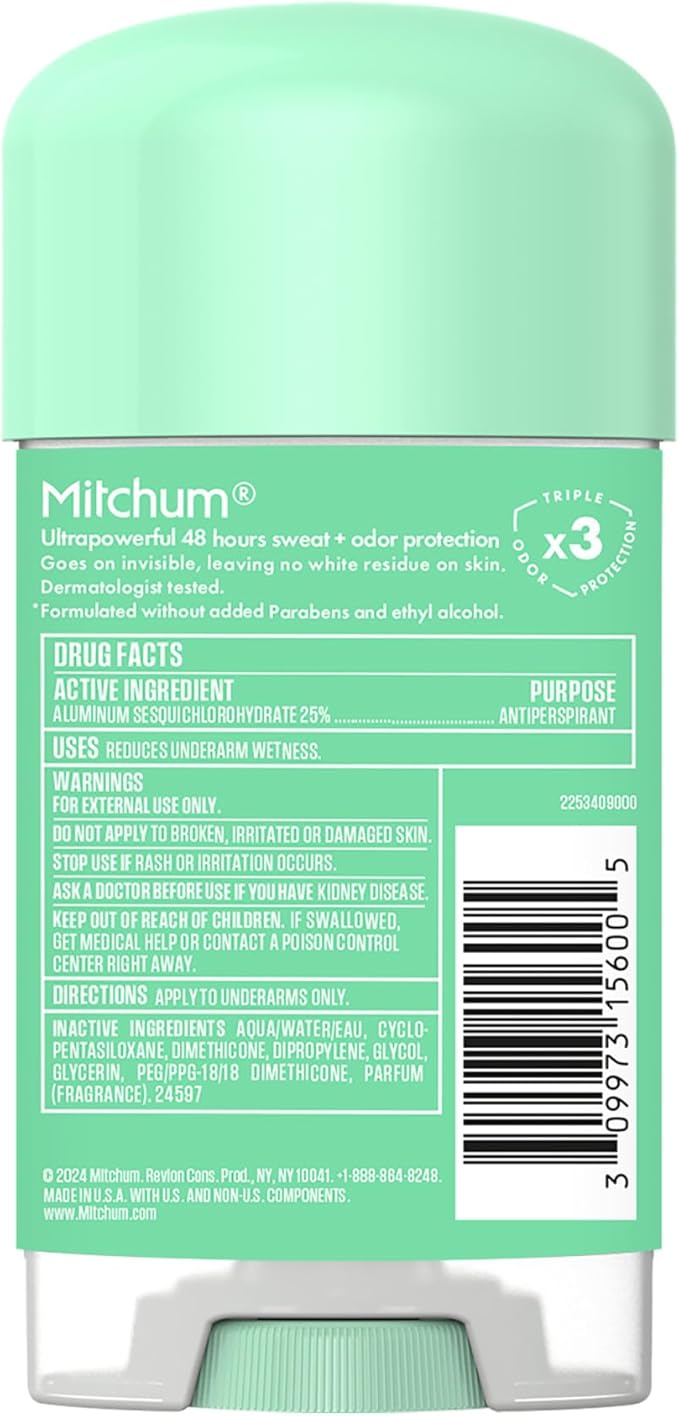 Mitchum Women’s Triple Odor Protection Antiperspirant & Deodorant Gel, Powder Fresh, 48HR Protection, 2.25 oz