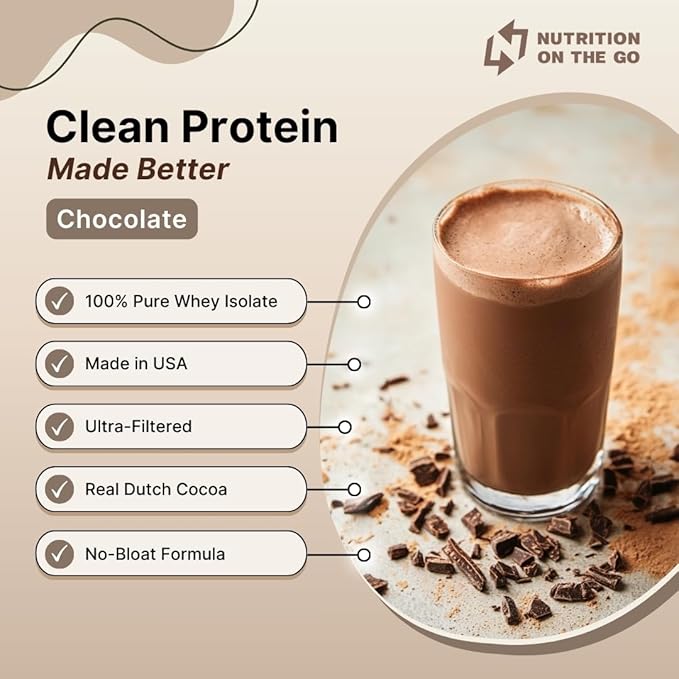 Travel Whey Protein Isolate Packets – Single-Serve Protein Powder – 25g Protein + 5g Creatine – Chocolate (15-Pack)