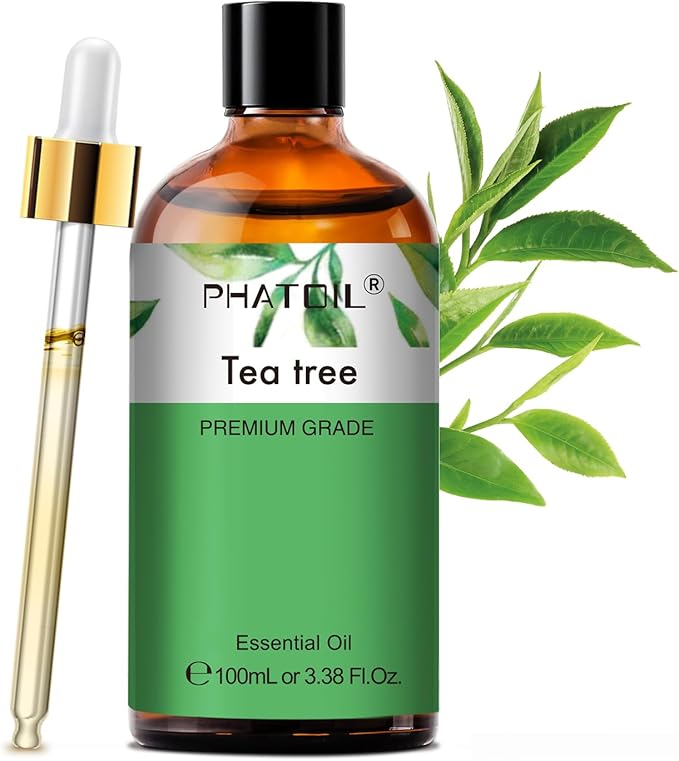 Pure Tea Tree Essential Oil, 100% Pure Therapeutic Grade Premium Oil for Hair Care, Nail Care, Skin Care, Aromatherapy 3.38Fl Oz