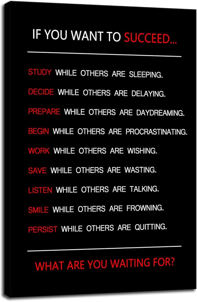 Inspirational Canvas Wall Art If You Want to Succeed Motivational Painting Positive Entrepreneur Quotes Poster Success Pictures Print Wall Decor Artwork for Living Room Office Framed [18''Wx 12''H]