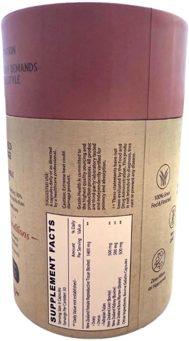 Her Power Female Enhancement Capsules 2900mg Per Serving (180 Count) | Freeze-Dried Female Reproductive Tissue, Liver, Kidney & Bone Marrow | 100% Grass-Fed New Zealand Sourced
