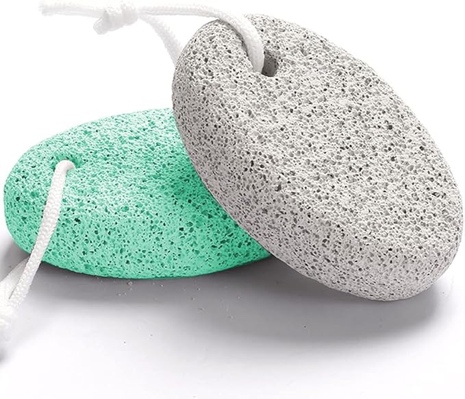 Natural Foot Pumice Stone for Feet, Borogo 2-Pack Lava Pedicure Tools Hard Skin Callus Remover for Feet and Hands -White&Green