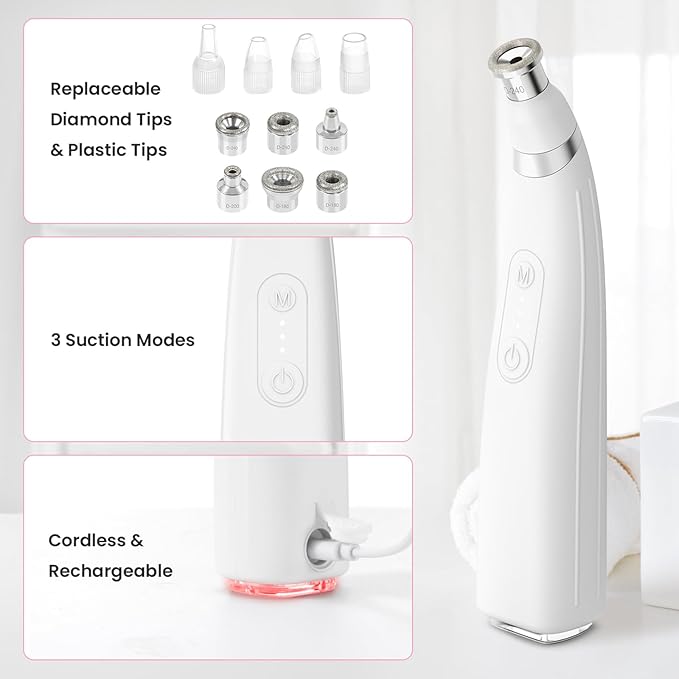 Diamond Microdermabrasion Machine, Portable Blackhead Remover Pore Vacuum, Dermabrasion Facial Machine for Exfoliation & Blackhead Removal