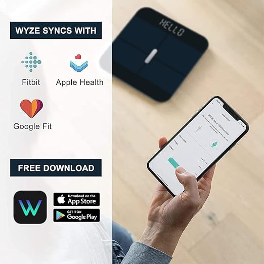 Wyze Smart Scale X - Digital Bathroom Scale for Body Weight, BMI, Body Fat, Muscle Mass, Heart Rate Monitor | Sync with Health Apps | for People, Baby & Pet, 400 lbs (Black)