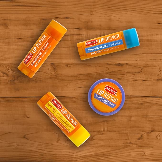 O'Keeffe's Lip Repair Unscented Lip Balm for Dry, Cracked Lips - Stick (3 Pack) - Moisturizer for Very Dry Lips