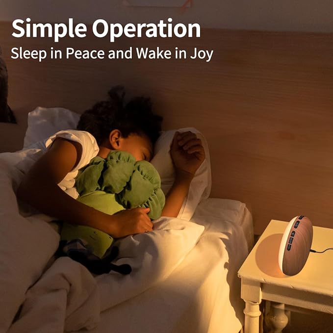 Wake Up Light Sunrise Alarm Clock for Bedroom Sunrise Sunset Simulation 23 Natural Sounds 13 Colors Night Light Dual Alarms and Snooze Sleep Aid for Heavy Sleepers Kids Adults (Wood Grain)