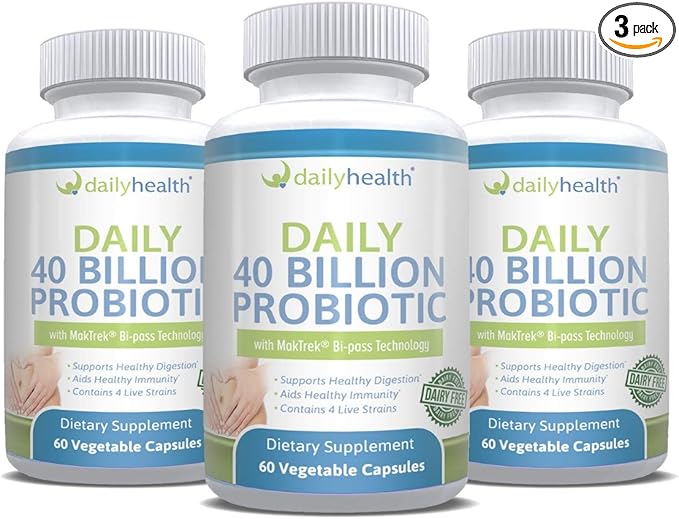 Daily Probiotic 40 Billion CFU MakTrek Bi-Pass Technology Digestion Immune Health 180 Veggie Capsules