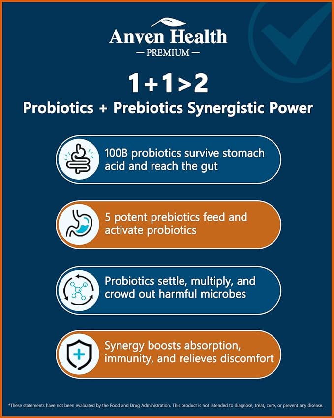 100 Billion Probiotics for Men and Women 27 Strains 5 Organic Prebiotics for Gut Digestive & Immune Health, Supports Diarrhea Gas Bloating, Non-GMO, Zero Fillers – Made in USA丨60 Caps