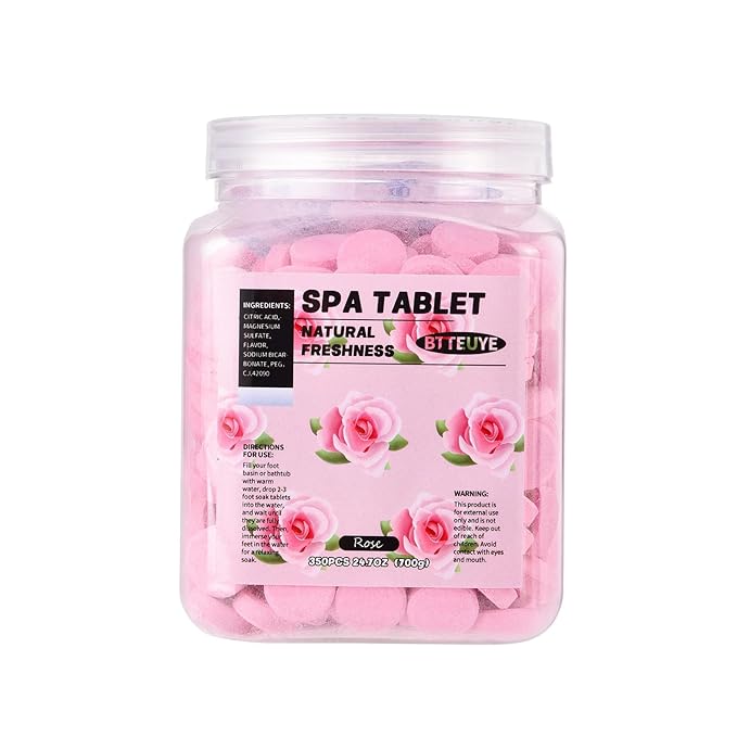 Spa Foot Bath Pedicure Tablets ,Pedicure Foot Spa Supplies,Natural & Refreshing, Relieve Fatigue, Quickly Dissolve & Remove Dead Skin, Rose Fragrance, 350-Count